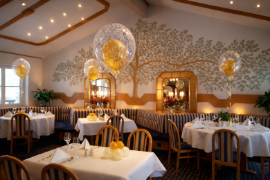 Tischdekoration Doppelballons in Gold